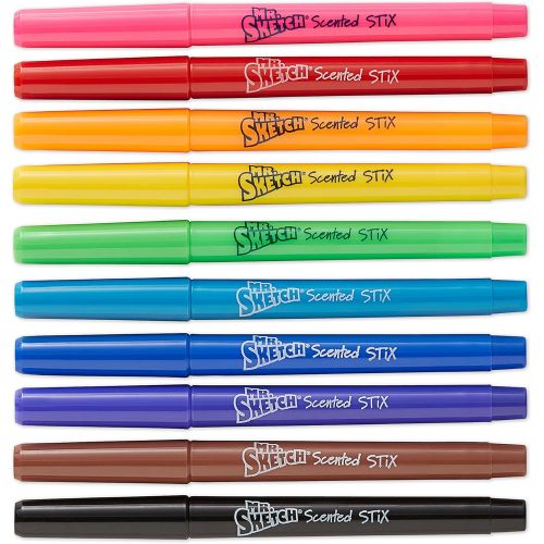  [아마존베스트]Mr. Sketch Scented Stix Markers, Fine Tip, Assorted Colors, 10-Count