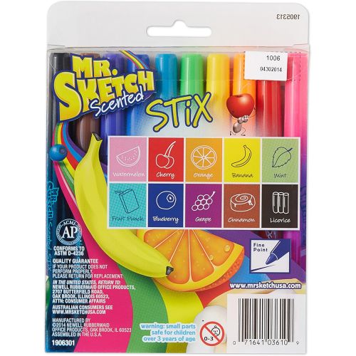 [아마존베스트]Mr. Sketch Scented Stix Markers, Fine Tip, Assorted Colors, 10-Count