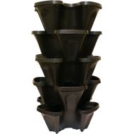 Mr. Stacky Large 5 Tier Vertical Garden Tower - 5 Black Stackable Indoor / Outdoor Hydroponic and Aquaponic Planters (24 Quart Tower - 13x13x26)