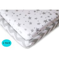 Mr. Storkey Pack N Play Fitted Sheet Set - 2 Pack - 100% Soft Jersey Cotton Pack N Play Sheets for Mini and...