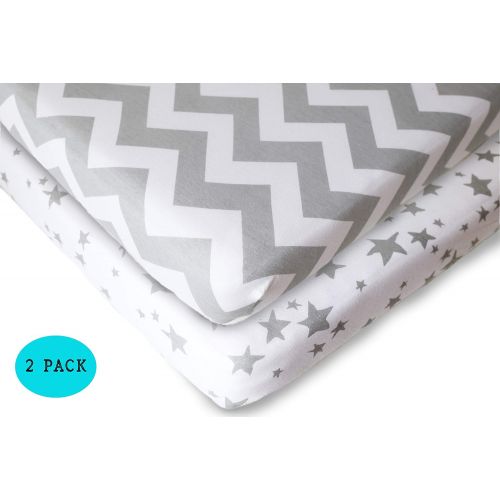  Mr. Storkey Pack N Play Fitted Sheet Set - 2 Pack - 100% Soft Jersey Cotton Pack N Play Sheets for Mini and...