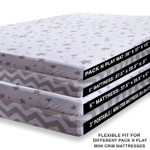  Mr. Storkey Pack N Play Fitted Sheet Set - 2 Pack - 100% Soft Jersey Cotton Pack N Play Sheets for Mini and...