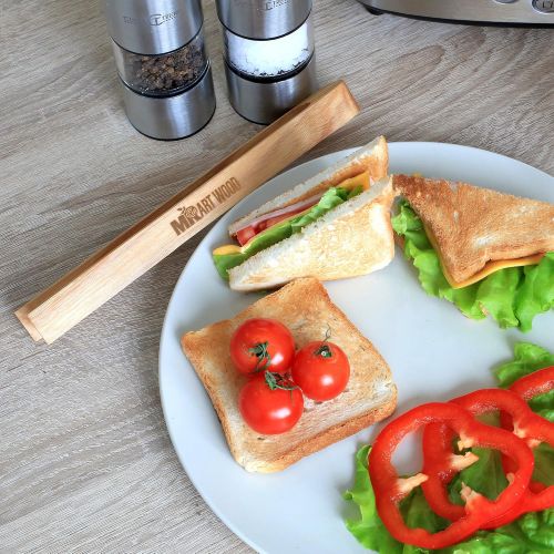  Mr.Art Wood Magnetic Wooden Toaster Kitchen Tongs, 8.7 Length Made in Europe, 100% Natural One Piece Ash Wood