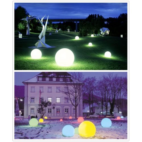  Mr.Go 14-inch Multi-Function Color Changing LED Ball Light Orb in White, Sturdy Waterproof Rechargeable, Wireless w/Remote Control Beautiful Light Effect, Subtle Ambient Lighting R