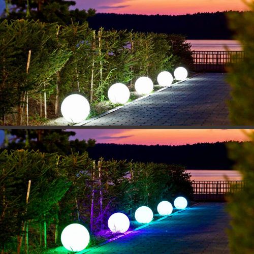  Mr.Go 14-inch Multi-Function Color Changing LED Ball Light Orb in White, Sturdy Waterproof Rechargeable, Wireless w/Remote Control Beautiful Light Effect, Subtle Ambient Lighting R