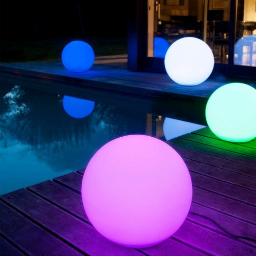  Mr.Go 14-inch Multi-Function Color Changing LED Ball Light Orb in White, Sturdy Waterproof Rechargeable, Wireless w/Remote Control Beautiful Light Effect, Subtle Ambient Lighting R