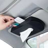 Mr.Ho Black Leather Car Visor Tissue Holder Mount, Hanging Tissue Holder Case for Car Seat Back, Multi-use Paper Towel Cover Case With One Tissue Refill for Car & Truck Decoration