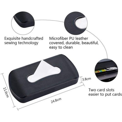  Mr.Ho Black Leather Car Visor Tissue Holder Mount, Hanging Tissue Holder Case for Car Seat Back, Multi-use Paper Towel Cover Case With One Tissue Refill for Car & Truck Decoration