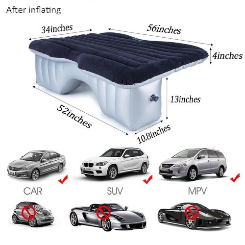  Mr.Ho Multifunctional Camping Car Air Mattress Outdoor Inflatable Car Air Bed Back Seat with Air Pump for Travel (Gray)