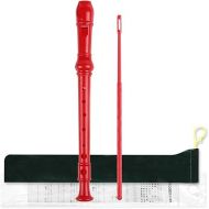 Mr.Power Soprano Recorder German Style C Key for Beginner Student Music Class 3 Piece ABS With Fingering Chart + Cleaning Stick + Carrying Bag (Red)