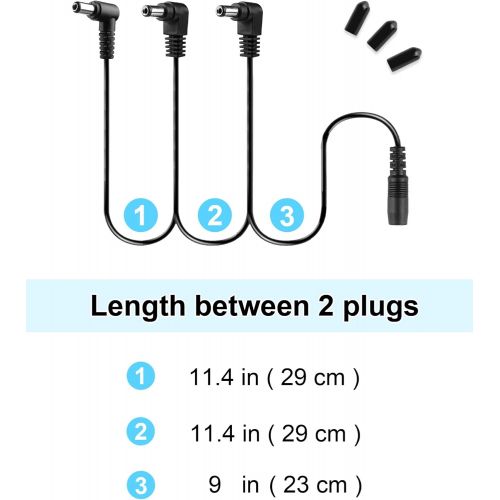  Mr.Power Guitar Effects Power Supply Adapter 9V DC 1A (1000mA) with Daisy Chain Cord Cable Free Insulated Cap (with 3 Way Cable)