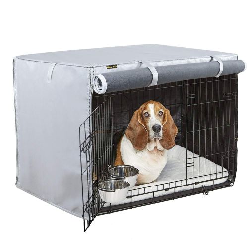  Mr.You Pets Dog Indoor/Outdoor Crate Covers,Heavy Duty Waterproof Durable with Cashmere Fabrics for Winter,Four Sides Open Zipper and Six Fastened Straps