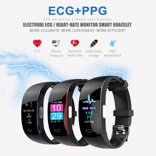  MrRong Fitness Tracker, Waterproof Color Screen Activity Tracker with Heart RatSmart Bracelet PPG+ECG Blood Pressure Heart Rate ECG IP67 Waterproof,Smart Wristband Pedometer Watch with St