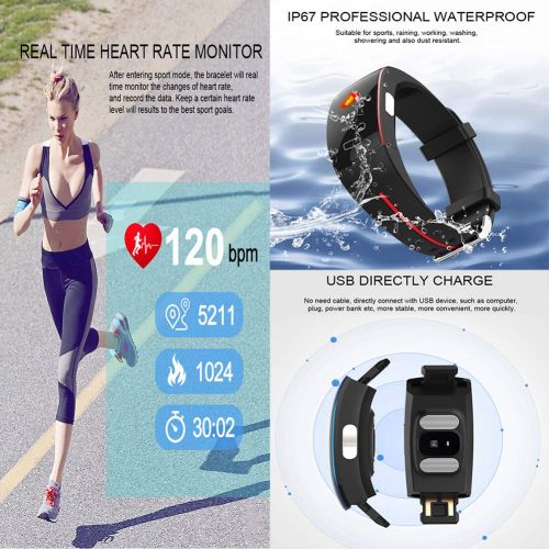  MrRong Fitness Tracker, Waterproof Color Screen Activity Tracker with Heart RatSmart Bracelet PPG+ECG Blood Pressure Heart Rate ECG IP67 Waterproof,Smart Wristband Pedometer Watch with St