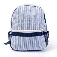 Mright 2-5 Years Personalize Seersucker Backpack Toddler Backpack Preppy Kids School Bookbag (Navy)
