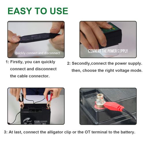  Mroinge MBC016 6V / 12V 1A Fully Automatic trickle Battery Charger/maintainer for Automotive Vehicle Motorcycle Lawn Mower ATV RV powersport Boat, Sealed Deep-Cycle AGM Gel Cell Le