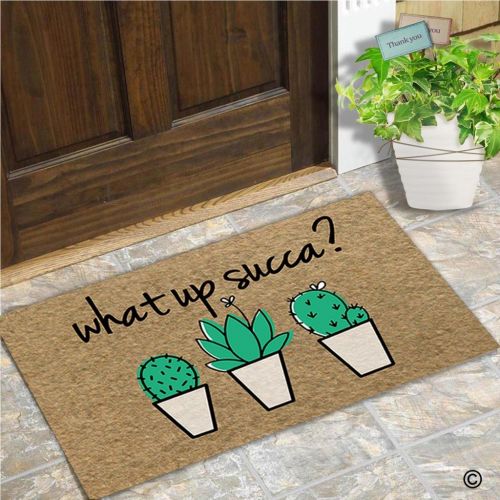  MsMr Funny Door Mat Entrance Front Door Mat What Up Succa Home Doormat Indoor Outdoor Decor Doormat Non-Slip Rubber Backing Mat 23.6x15.7 Inch