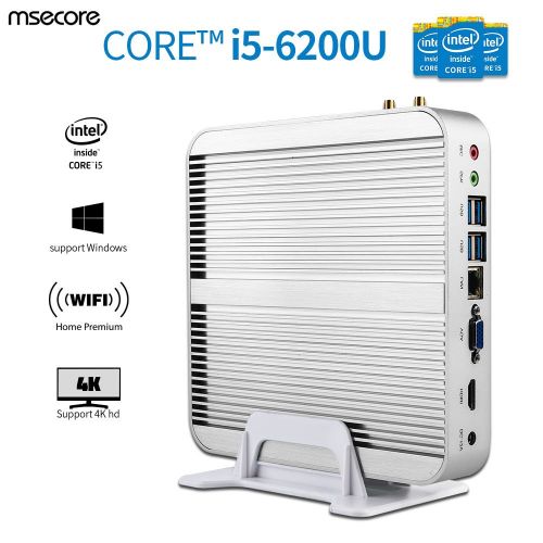  Msecore Home Fanless Mini PC Host With Intel i5-6200U 5th Generation CPU Intel Hd Graphics Hd520, single 4GB DDR3 RAM, 256GB mSATA SSD