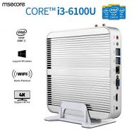 Msecore Low Power Fanless Mini PC Desktop Computer With Intel Core i3-6100U 2.3Ghz Single 8GB DDR3 RAM 512GB mSATA SSD Unit