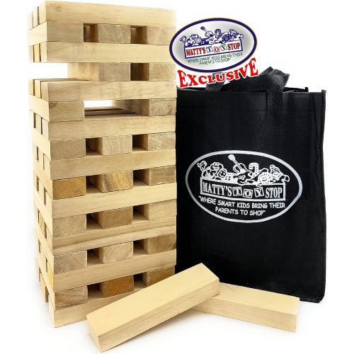  M?ttys Toy Stop Deluxe 51pc Giant Wood Tower Stacking Game with Storage Bag (Starts 17 Tall)