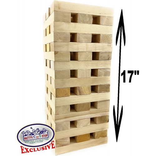  M?ttys Toy Stop Deluxe 51pc Giant Wood Tower Stacking Game with Storage Bag (Starts 17 Tall)