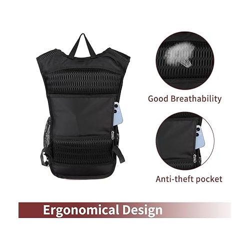  Hydration Backpack Pack with Cool Lights, 2L Water Bladder, Lightweight Bag for Running, Hiking, Bike, Climbing, Music Festival Essential, and Rave.