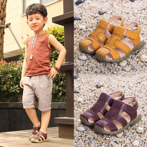  Mubeuo Close Toe Leather Beach Hiking Boys Sandals for Toddler Kids
