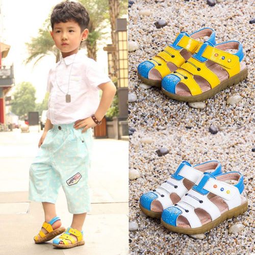  Mubeuo Toddler Kids Walking Closed Toe Leather Sandals for Boys