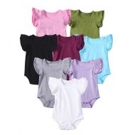 Mubineo Infant Baby Girls Basic 3-5-8-Pack Ruffle Short Sleeve Cotton Bodysuits