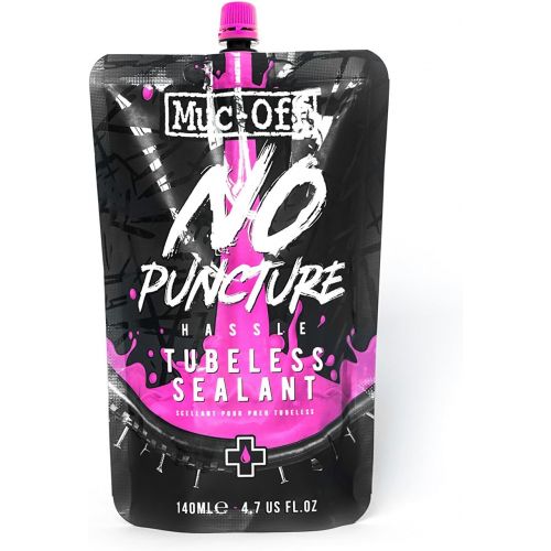  Muc-Off No Puncture Hassle Tubeless Sealant, 140 Milliliters - Advanced Bicycle Tyre Sealant With UV Tracer Dye That Seals Tears And Holes Up To 6mm