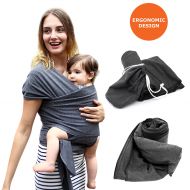 Mucha Ergonomic Baby Sling Wrap Carrier - Soft Swaddle Blanket - Breastfeeding Cover - Lightweight, Soft, and Breathable wrap for Infant and Toddler - Great Color Dad/Mom Charcoal