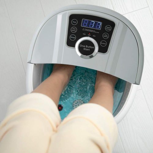  Muchoo Foot Spa Bath Massager with Heat and Automatic Massage Foot Pedicure Spa Machine Athletes Foot Bubble Soak Tub,Digital Adjustable Temperature Control