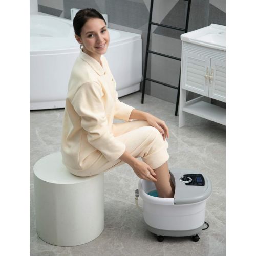  Muchoo Foot Spa Bath Massager with Heat and Automatic Massage Foot Pedicure Spa Machine Athletes Foot Bubble Soak Tub,Digital Adjustable Temperature Control