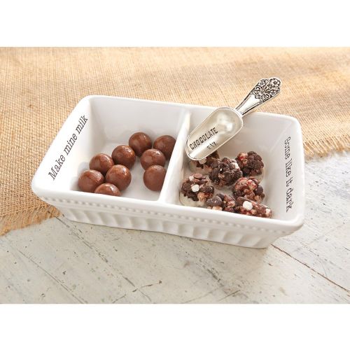  Mud Pie 4071153 Chocolate Divided Candy Dish White