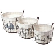 Mud Pie Rustic Vintage Inspired Nesting Set of 3 Storage Baskets Nursery Decor, Off White