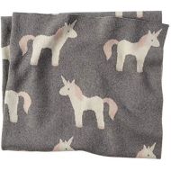 Mud Pie Soft Cotton Nursery Decor Unicorn Blanket, Grey