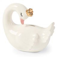 [아마존베스트]Mud Pie Sculpted Ceramic Swan Bank Nursery Decor, White/Grey