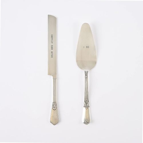  Mud Pie Wedding Cake and Knife Serving Set, Silver