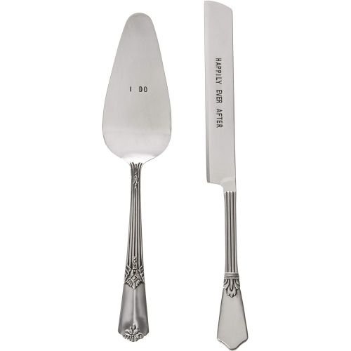  Mud Pie Wedding Cake and Knife Serving Set, Silver