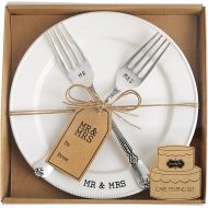 Mud Pie Plate & Fork Set MRS. Plate, Fork, White