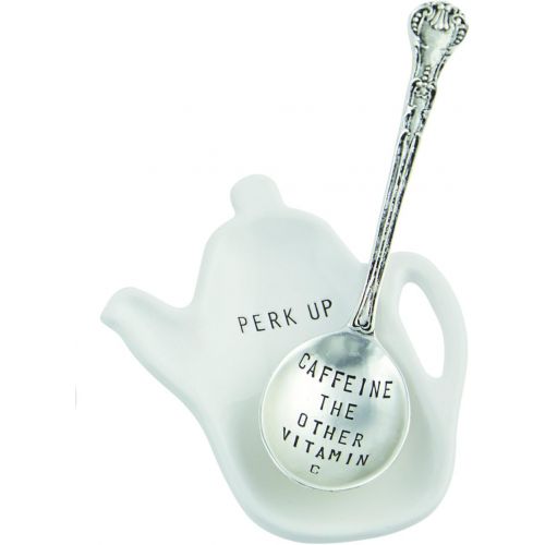  Mud Pie Caffeine Coffee Spoon Rest, White