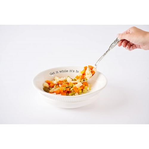  Mud Pie Vegetable Serving Bowl Set with Slotted Spoon, White