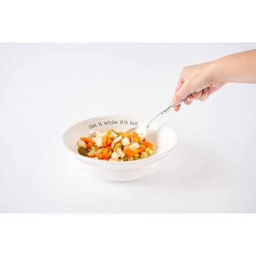  Mud Pie Vegetable Serving Bowl Set with Slotted Spoon, White