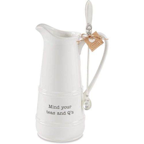  Mud Pie Iced Tea Pitcher and Spoon Set, One size, White