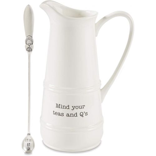  Mud Pie Iced Tea Pitcher and Spoon Set, One size, White