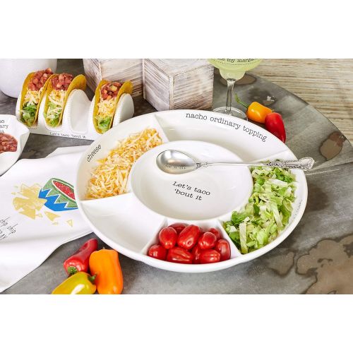  Mud Pie Taco bar Condiment Serving Platter, White