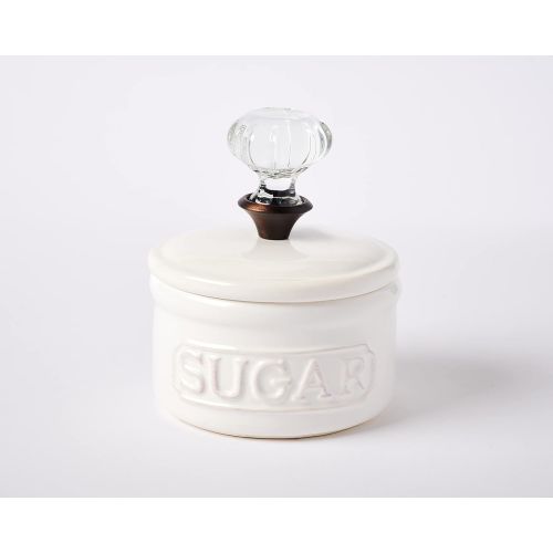  Mud Pie Door Knob Sugar Bowl, White