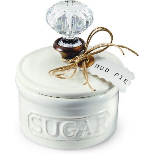  Mud Pie Door Knob Sugar Bowl, White