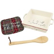 Mud Pie Christmas Baker and Tartan Towel Set, 8.75 x 10.25