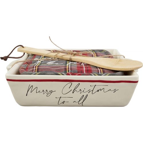  Mud Pie Christmas Baker and Tartan Towel Set, 8.75 x 10.25